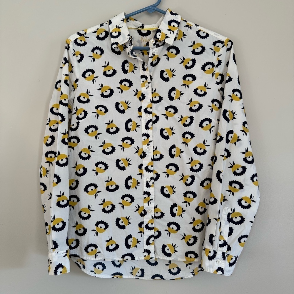 Boden The Classic Button Down Shirt Mimosa Flower Cups Size 6 Preppy Whimsical